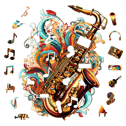 Melodious Saxophone  - Wooden Jigsaw Puzzle