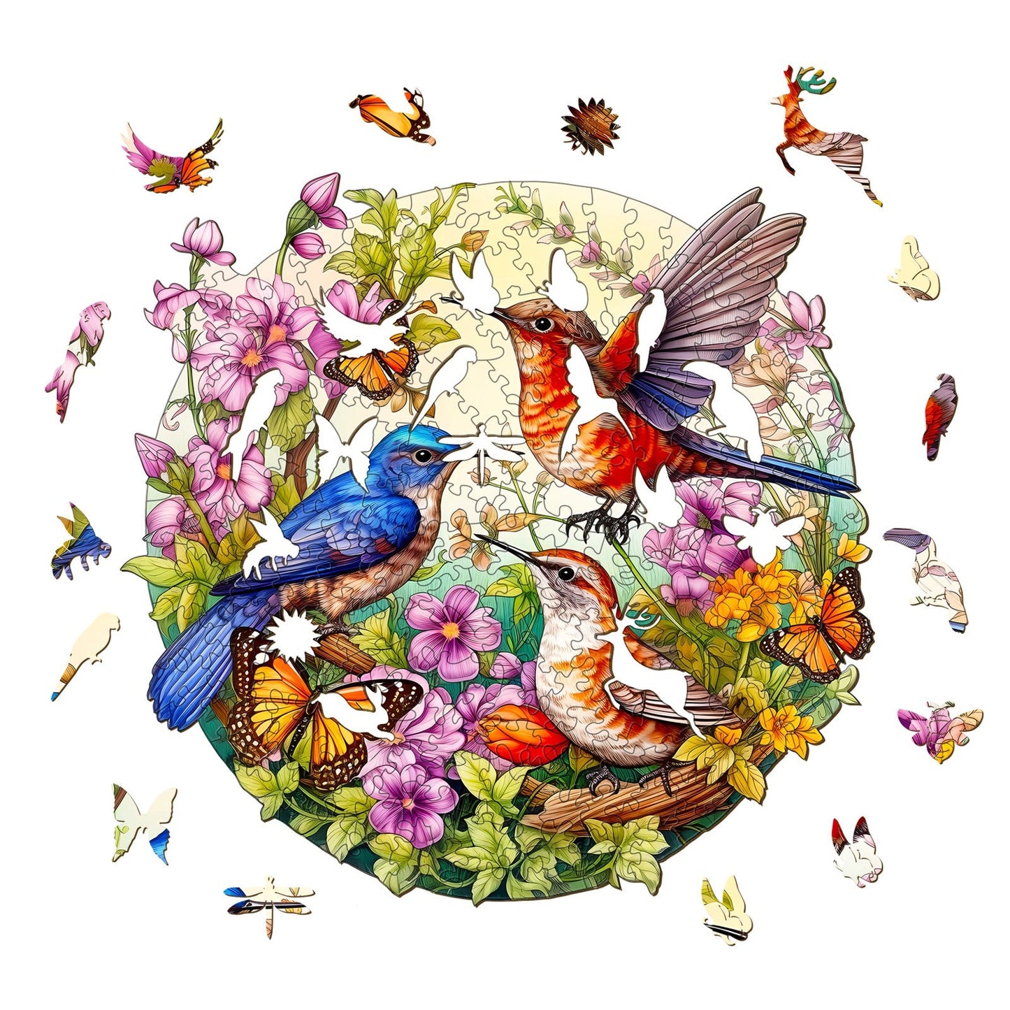 Birdsong and Fragrant Blooms - Wooden Jigsaw Puzzle