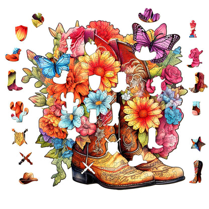 Cowboy Boots Vase - Wooden Jigsaw Puzzle