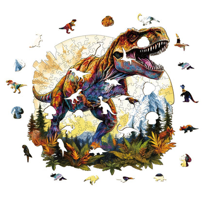 T. rex at Sunset - Wooden Jigsaw Puzzle