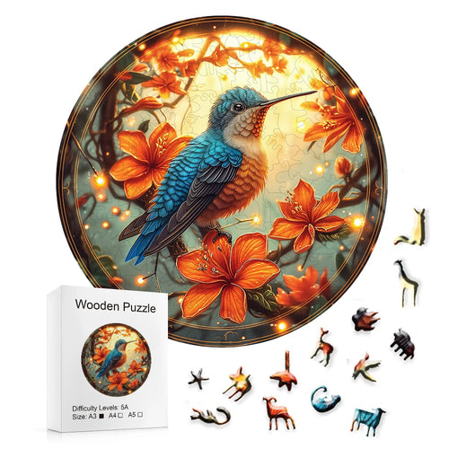 Glowing Hummingbird - Wooden Jigsaw Puzzle