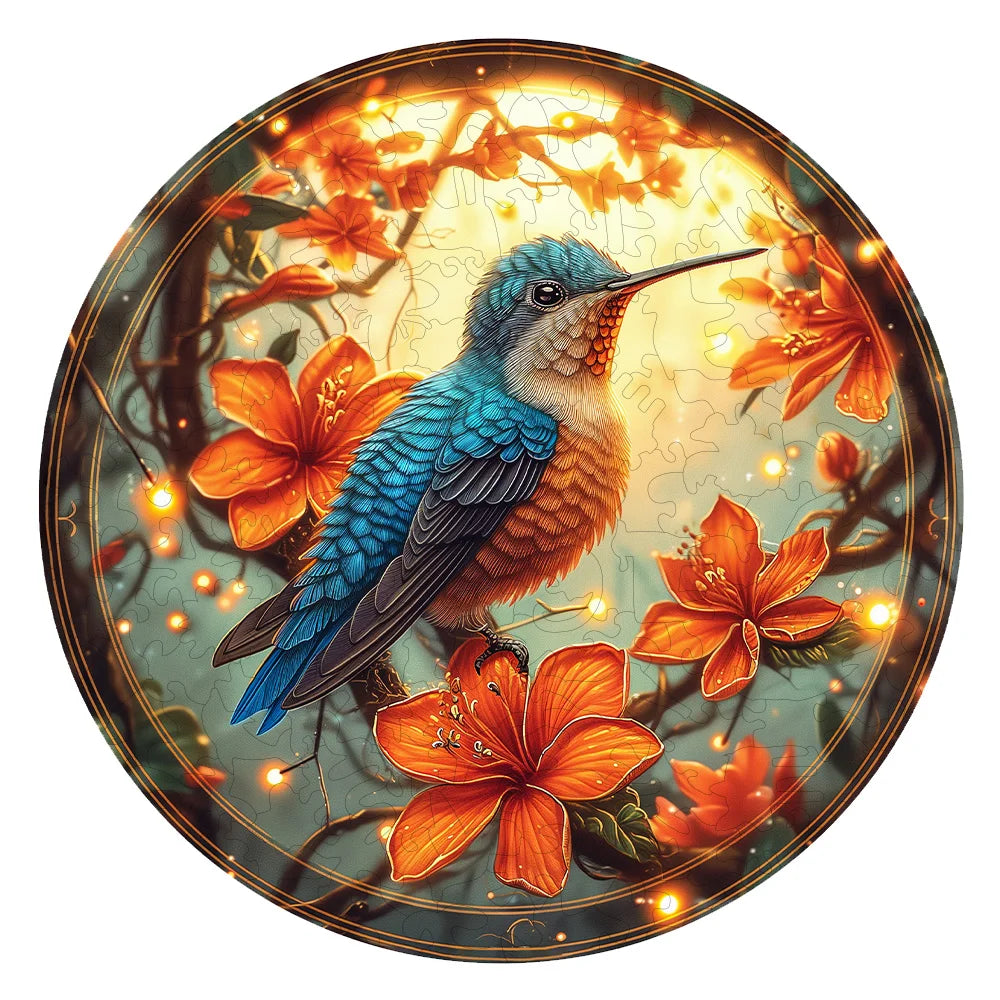 Glowing Hummingbird - Wooden Jigsaw Puzzle