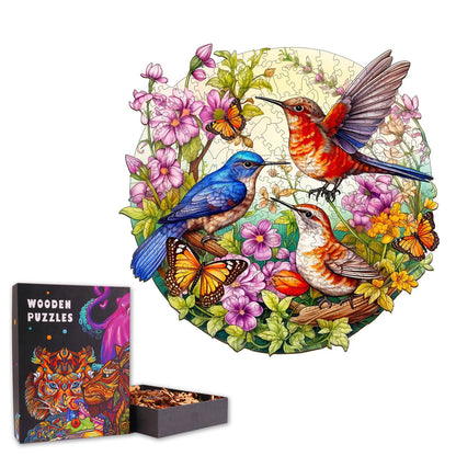 Birdsong and Fragrant Blooms - Wooden Jigsaw Puzzle