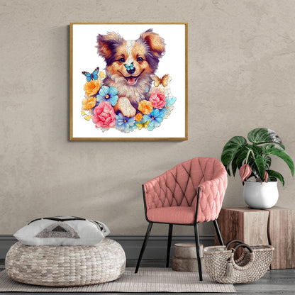 Butterfly Garden Sheltie - Wooden Jigsaw Puzzle