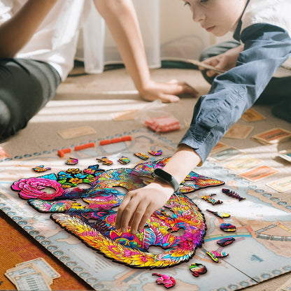 Cat & Flower - Wooden Jigsaw Puzzle