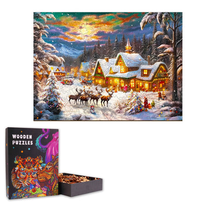 Christmas Snowy Night - Wooden Jigsaw Puzzle