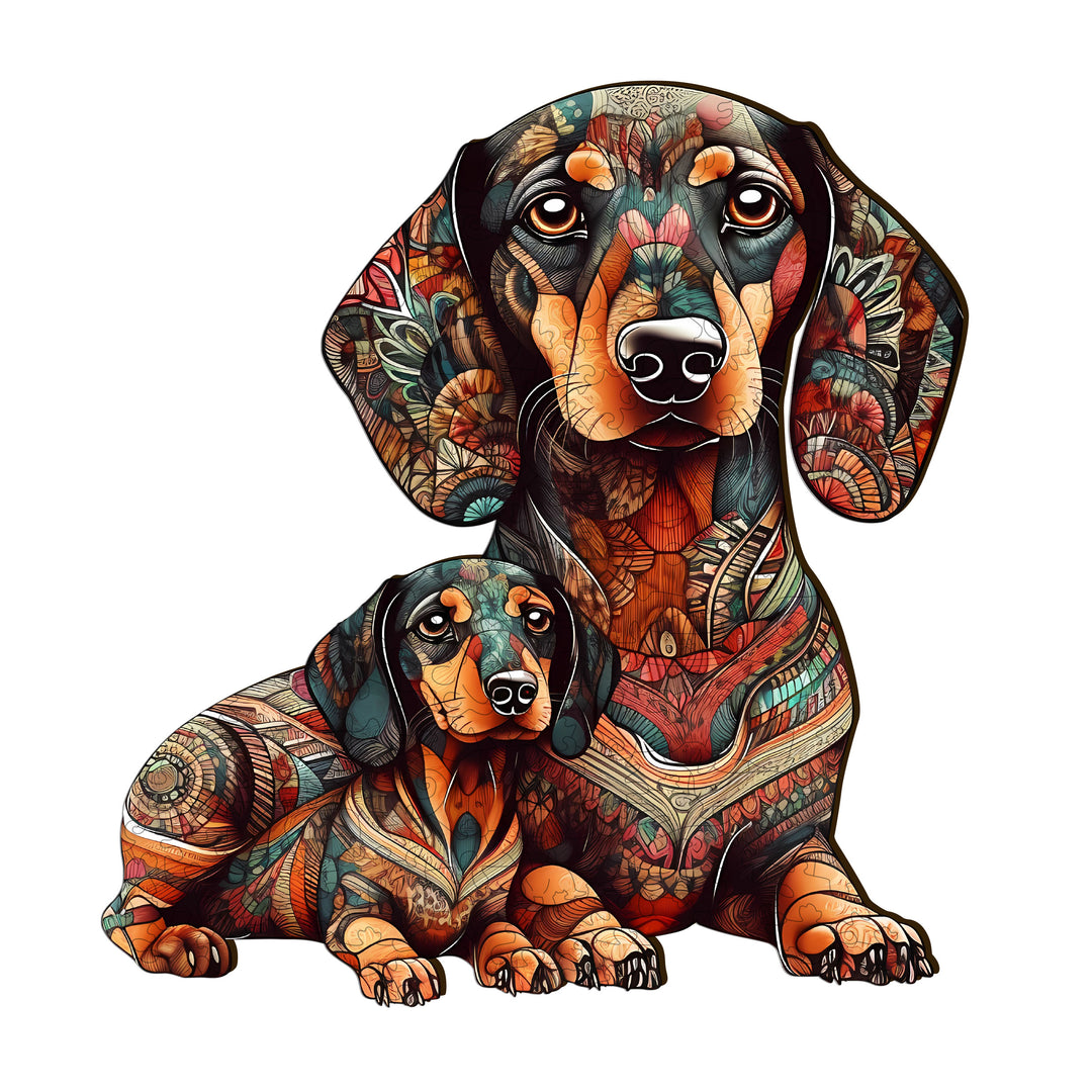 Sitting Dachshunds - Wooden Jigsaw Puzzle