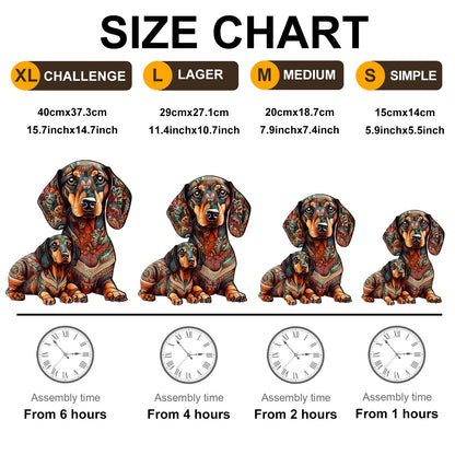 Sitting Dachshunds - Wooden Jigsaw Puzzle