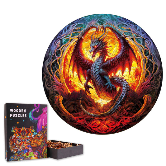 Dragon's Flame Mandala Wooden Jigsaw Puzzle