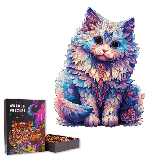 Floral Ragdoll Cat - Wooden Jigsaw Puzzle