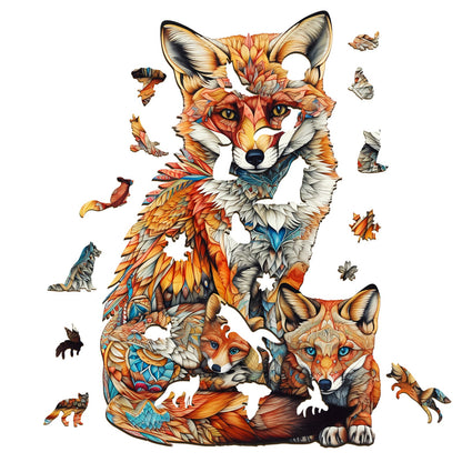 Fox Family - Wooden Jigsaw Puzzle