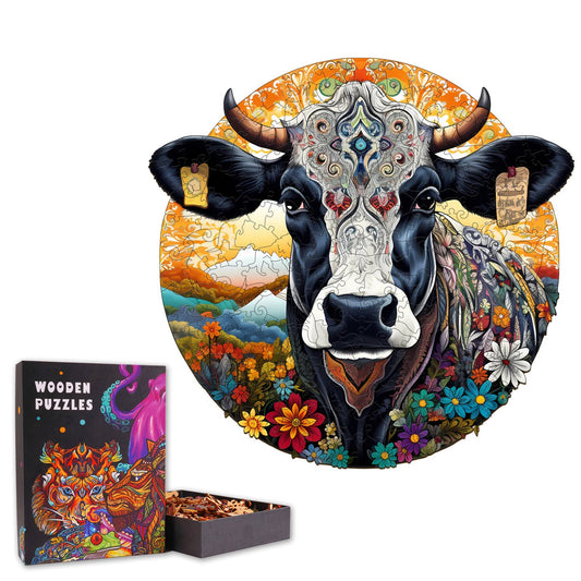 Leisurely Cow - Wooden Jigsaw Puzzle