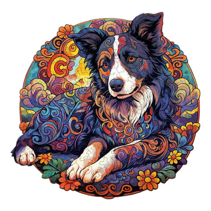 Mandala Border Collie - Wooden Jigsaw Puzzle