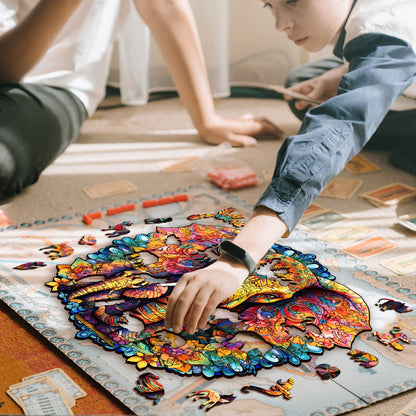 Mandala Elephant Family - Wooden Jigsaw Puzzle