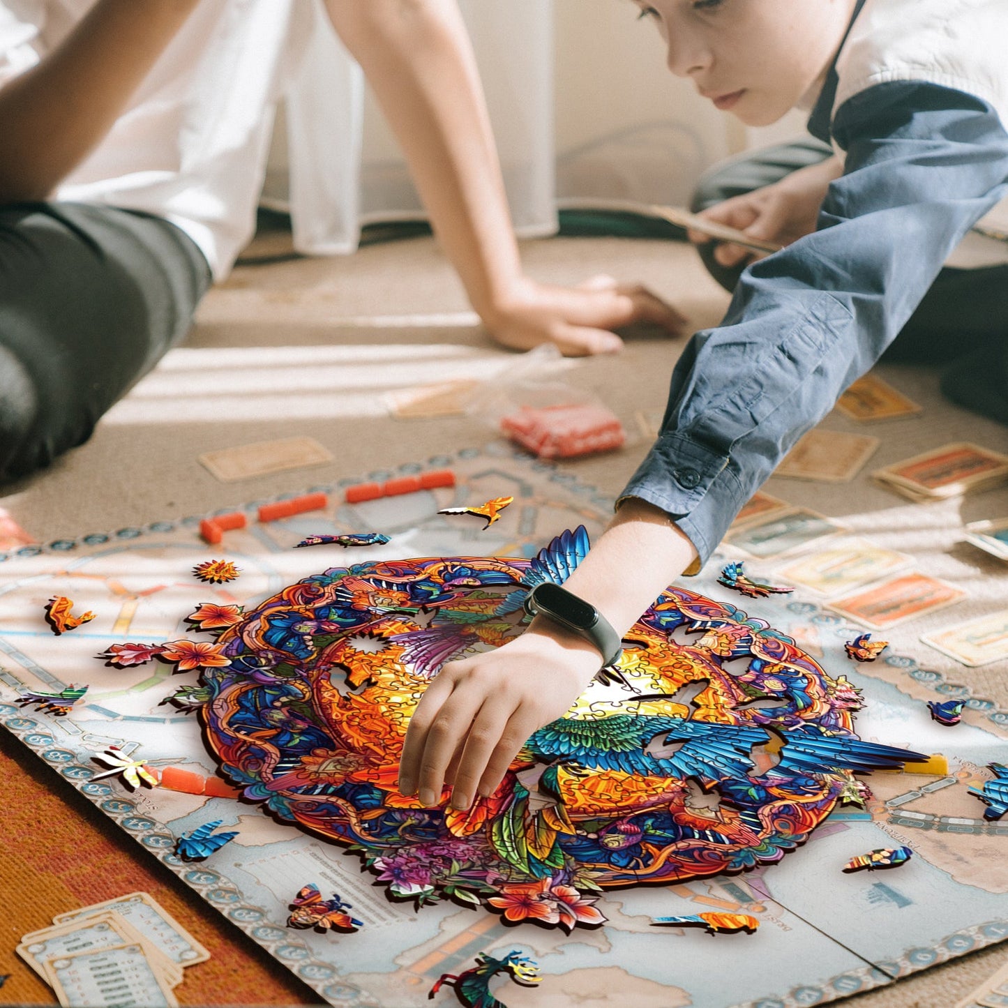 Mandala Hummingbirds Wooden Jigsaw Puzzle