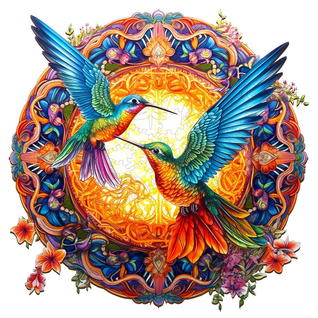 Mandala Hummingbirds Wooden Jigsaw Puzzle