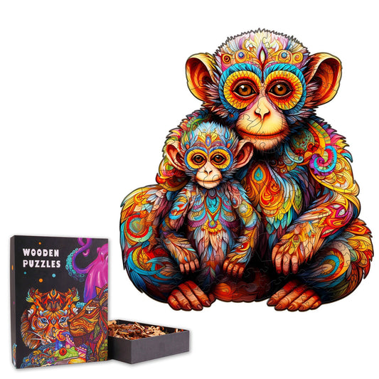 Monkey Family - Wooden Jigsaw Puzzle