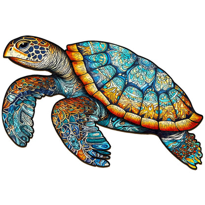 Mysterious Sea Turtle - Wooden Jigsaw Puzzle