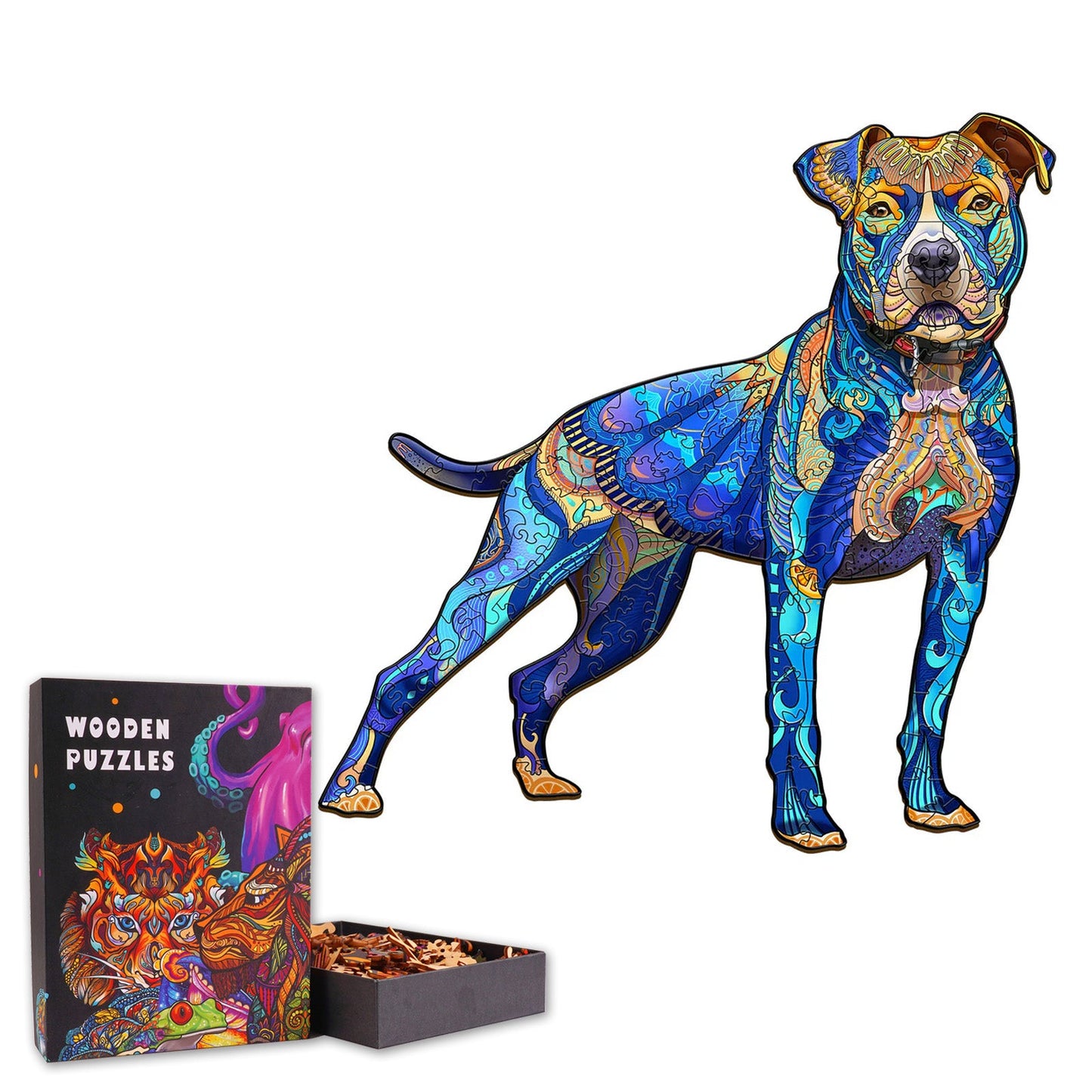 Painted Pit Bull - Wooden Jigsaw Puzzle