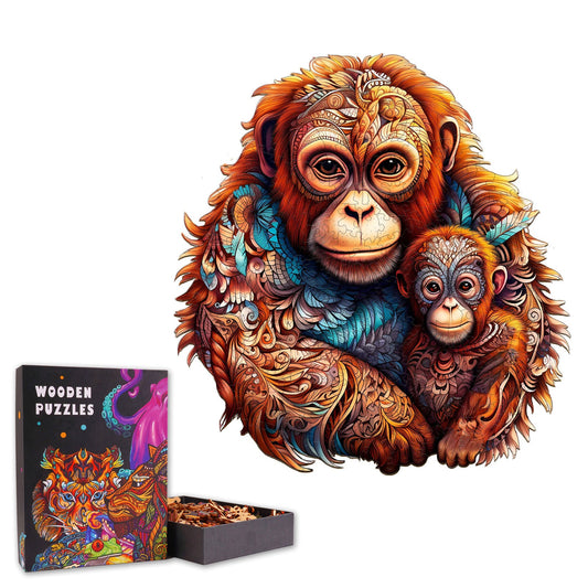 Parent-child Orangutan - Wooden Jigsaw Puzzle