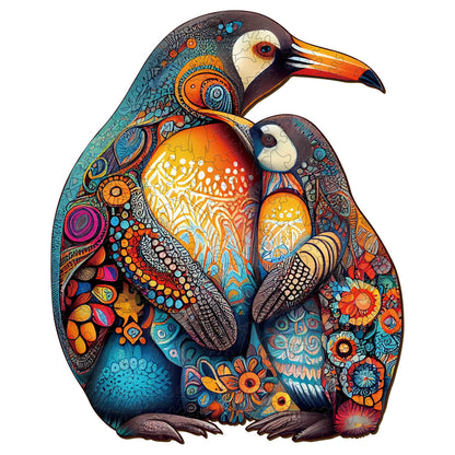 Mama Penguin With Her Baby - Wooden Jigsaw Puzzle