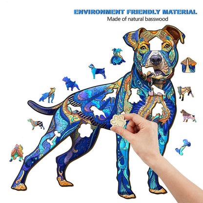 Painted Pit Bull - Wooden Jigsaw Puzzle