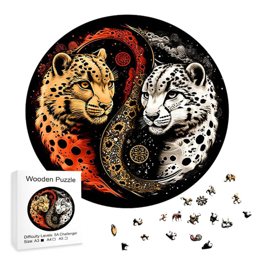 Yin Yang Leopards - Wooden Jigsaw Puzzle