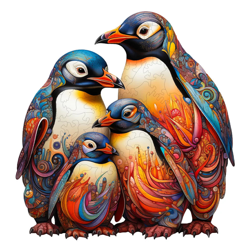 Cuddly Penguin Family - Wooden Jigsaw Puzzle