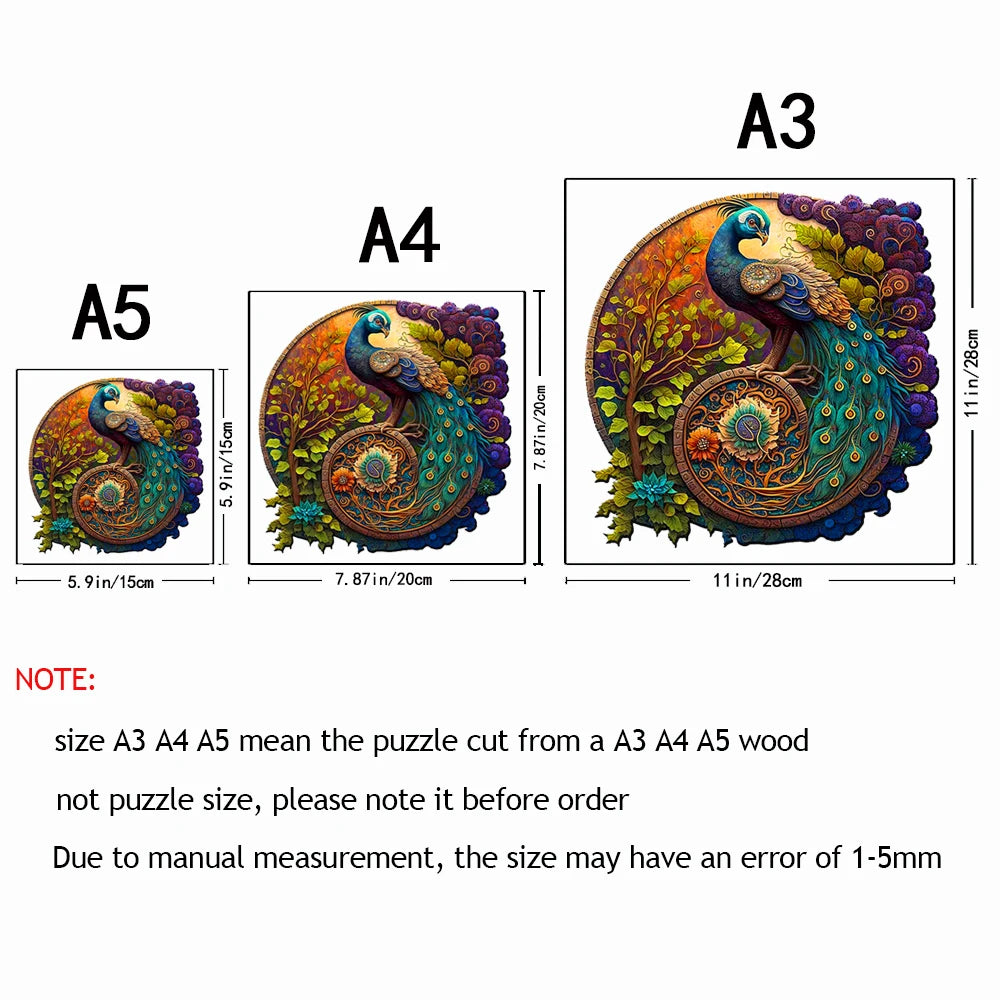 Peacock Yin Yang - Wooden Jigsaw Puzzle