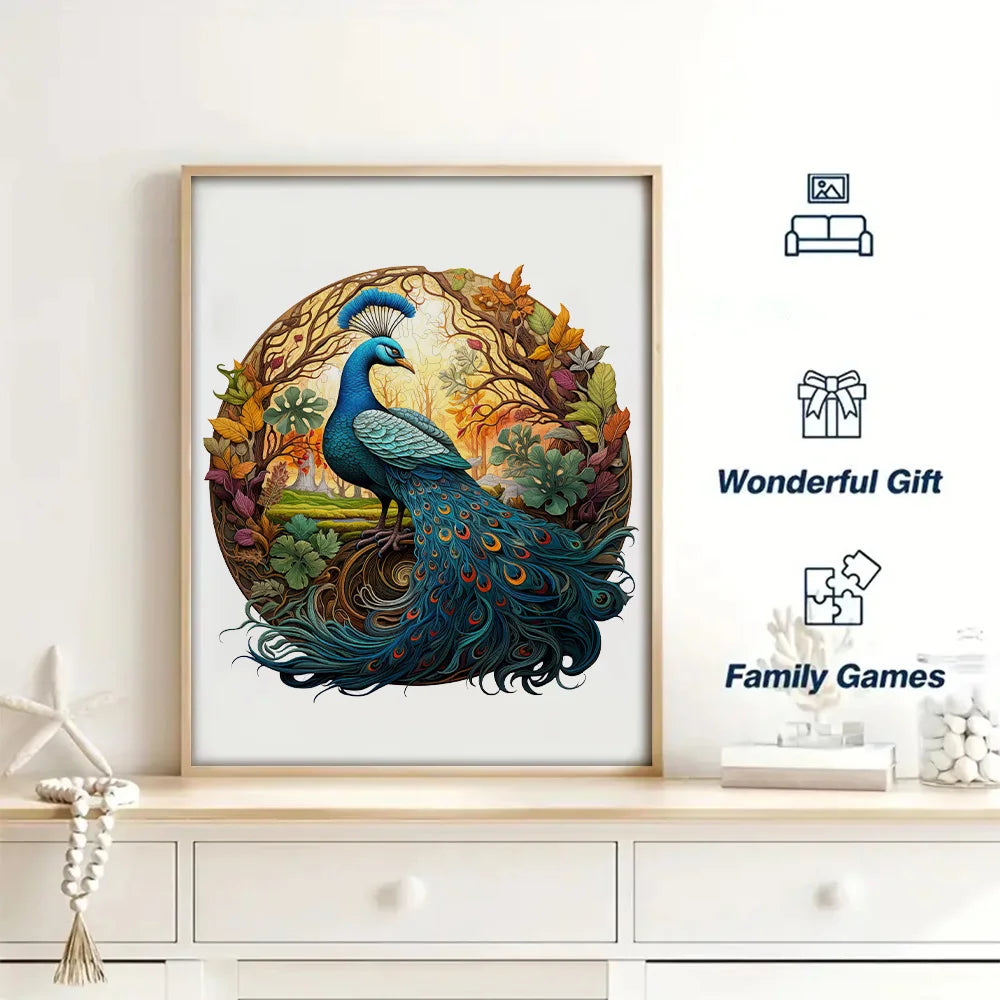 Garden Peacock Disk - Wooden Jigsaw Puzzle