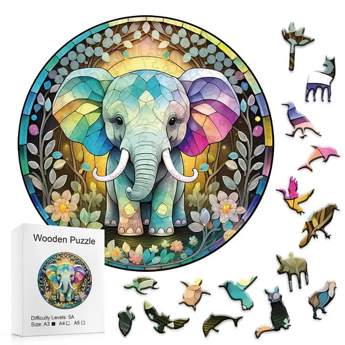 Pastel Baby Elephant - Wooden Jigsaw Puzzle