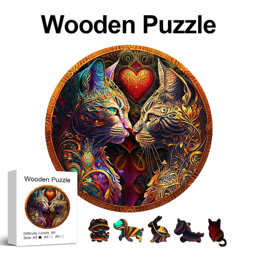 Cats In Love - Wooden Jigsaw Puzzle