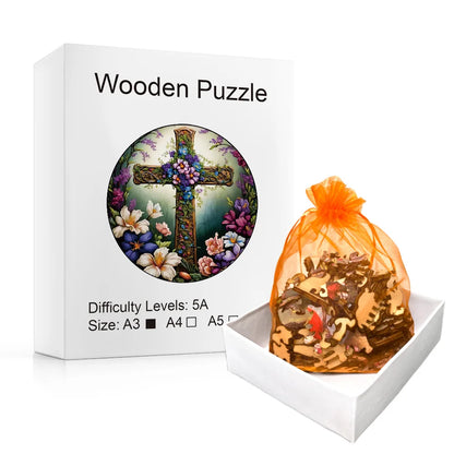 Flower Cross - Wooden Jigsaw Puzzle