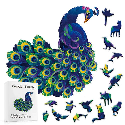 Blooming Peacock - Wooden Jigsaw Puzzle