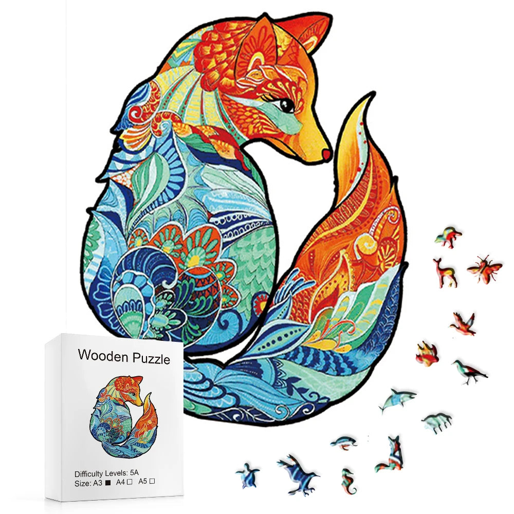 Colorful Fox - Wooden Jigsaw Puzzle