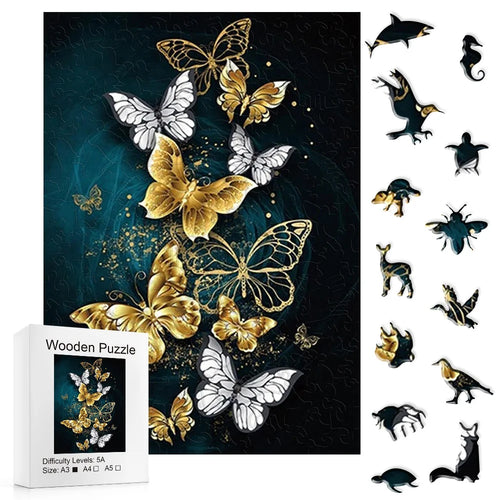 Golden Butterflys - Wooden Jigsaw Puzzle