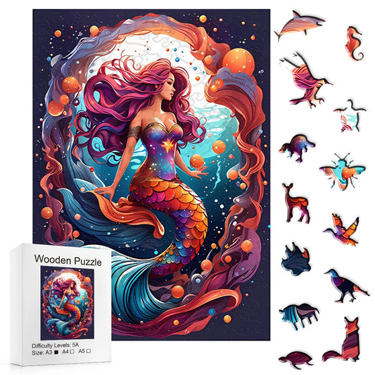 Dreamy Mermaid Splash - Wooden Jigsaw Puzzle