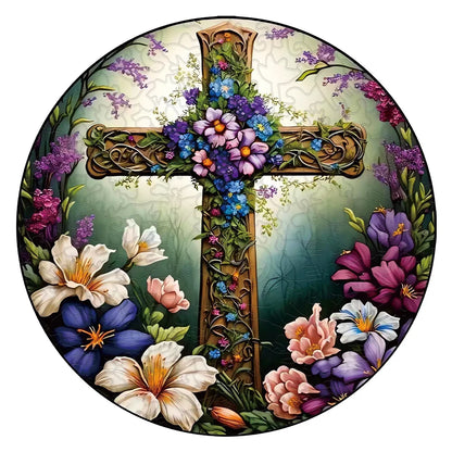 Flower Cross - Wooden Jigsaw Puzzle