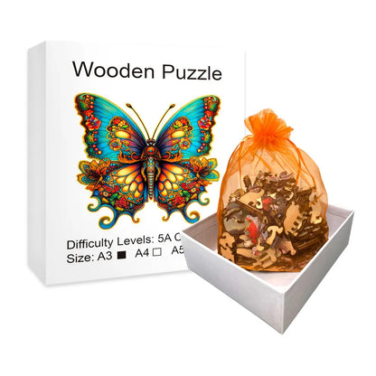 Stained Glass Butterfly - Wooden Jigsaw Puzzle