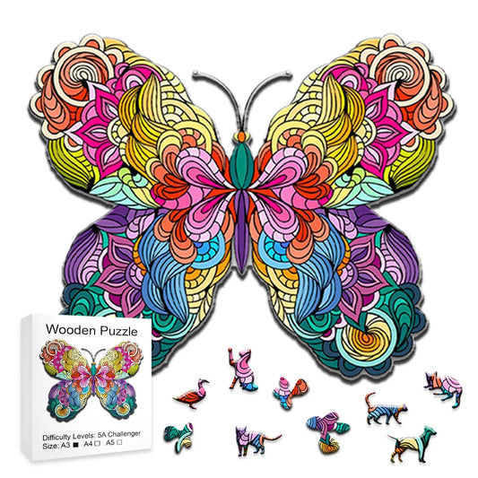 Colorful Painting Butterfly - Wooden Jigsaw Puzzle