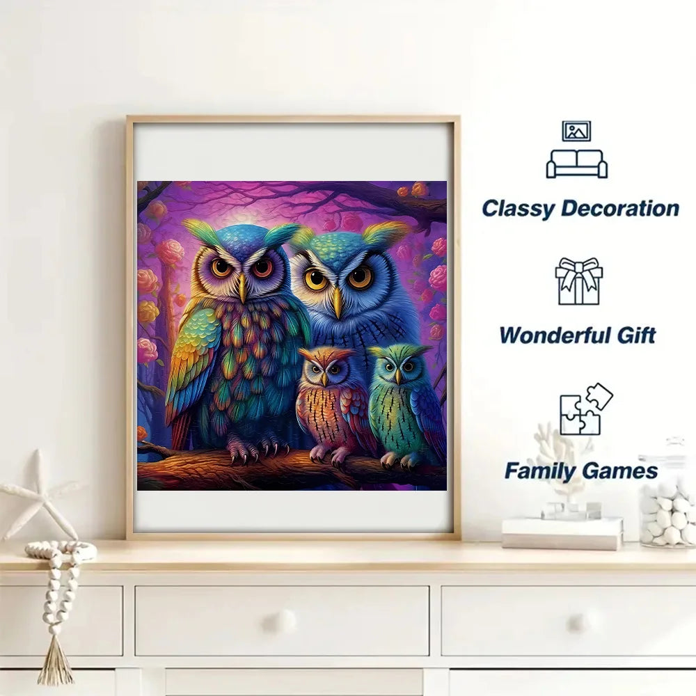 Cozy Owl Family - Wooden Jigsaw Puzzle