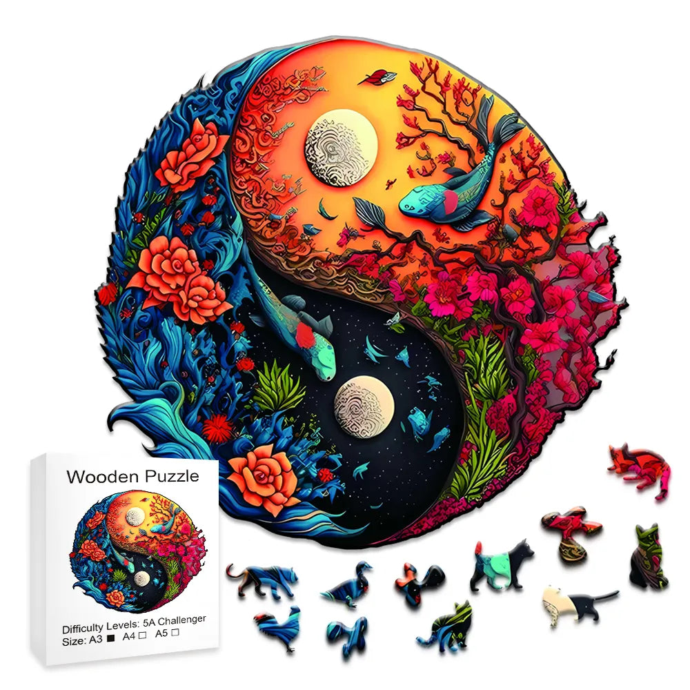 Koi Yin Yang - Wooden Jigsaw Puzzle