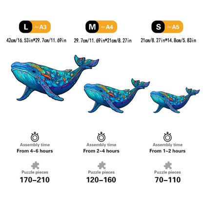 Colorful Whale - Wooden Jigsaw Puzzle