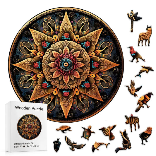 Golden Mandala - Wooden Jigsaw Puzzle