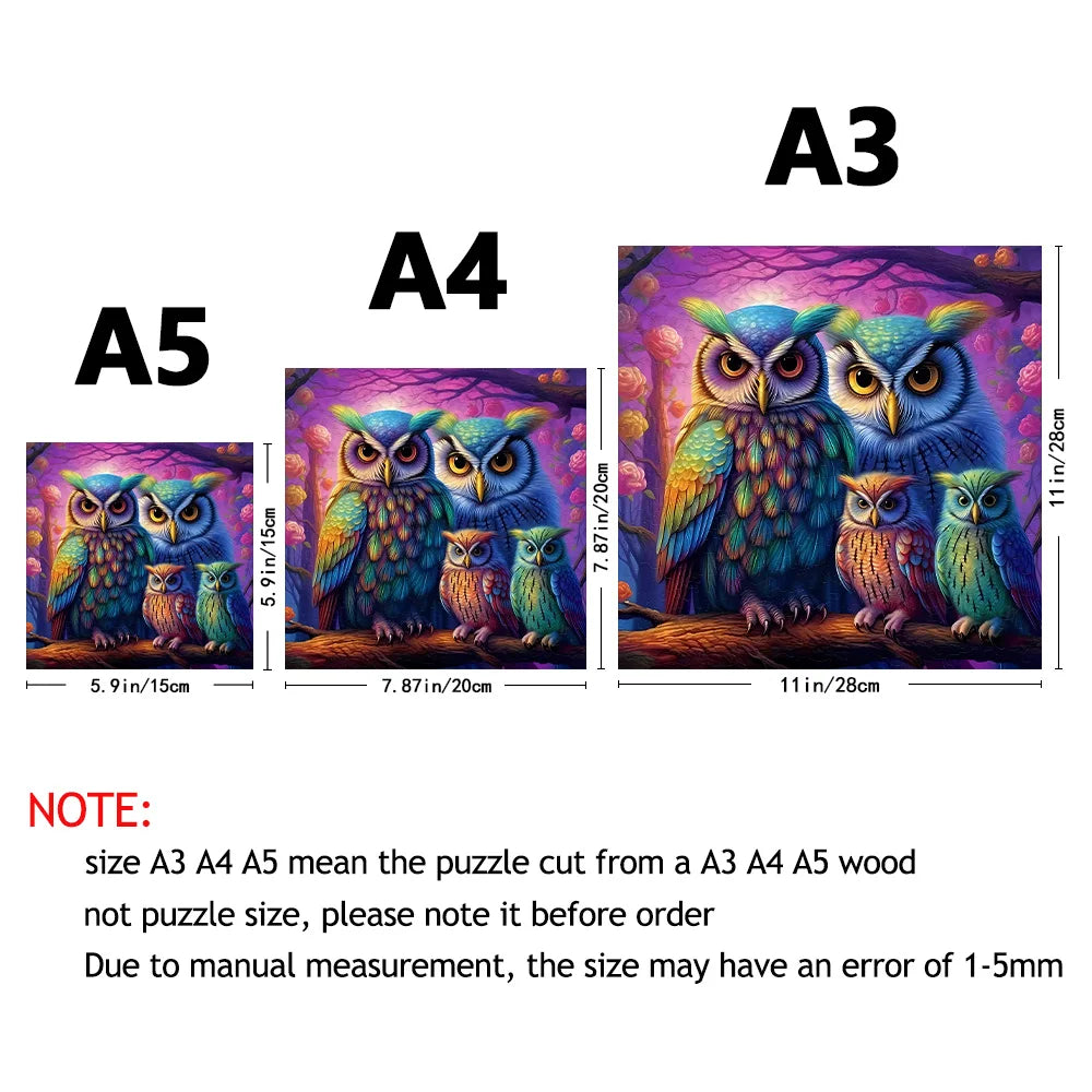 Cozy Owl Family - Wooden Jigsaw Puzzle