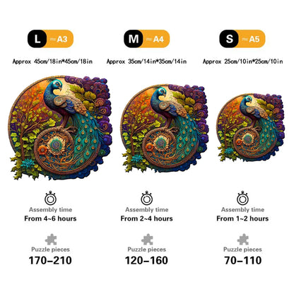 Peacock Yin Yang - Wooden Jigsaw Puzzle