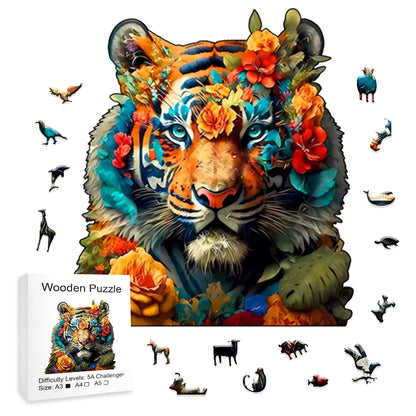 Flower Tiger - Wooden Jigsaw Puzzle