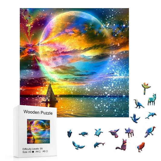 Colorful Ocean Sunset - Wooden Jigsaw Puzzle