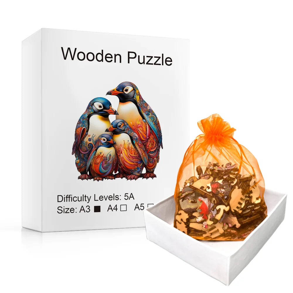 Cuddly Penguin Family - Wooden Jigsaw Puzzle