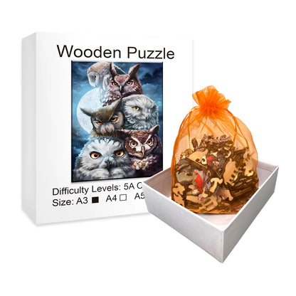 Moon Owls - Wooden Jigsaw Puzzle